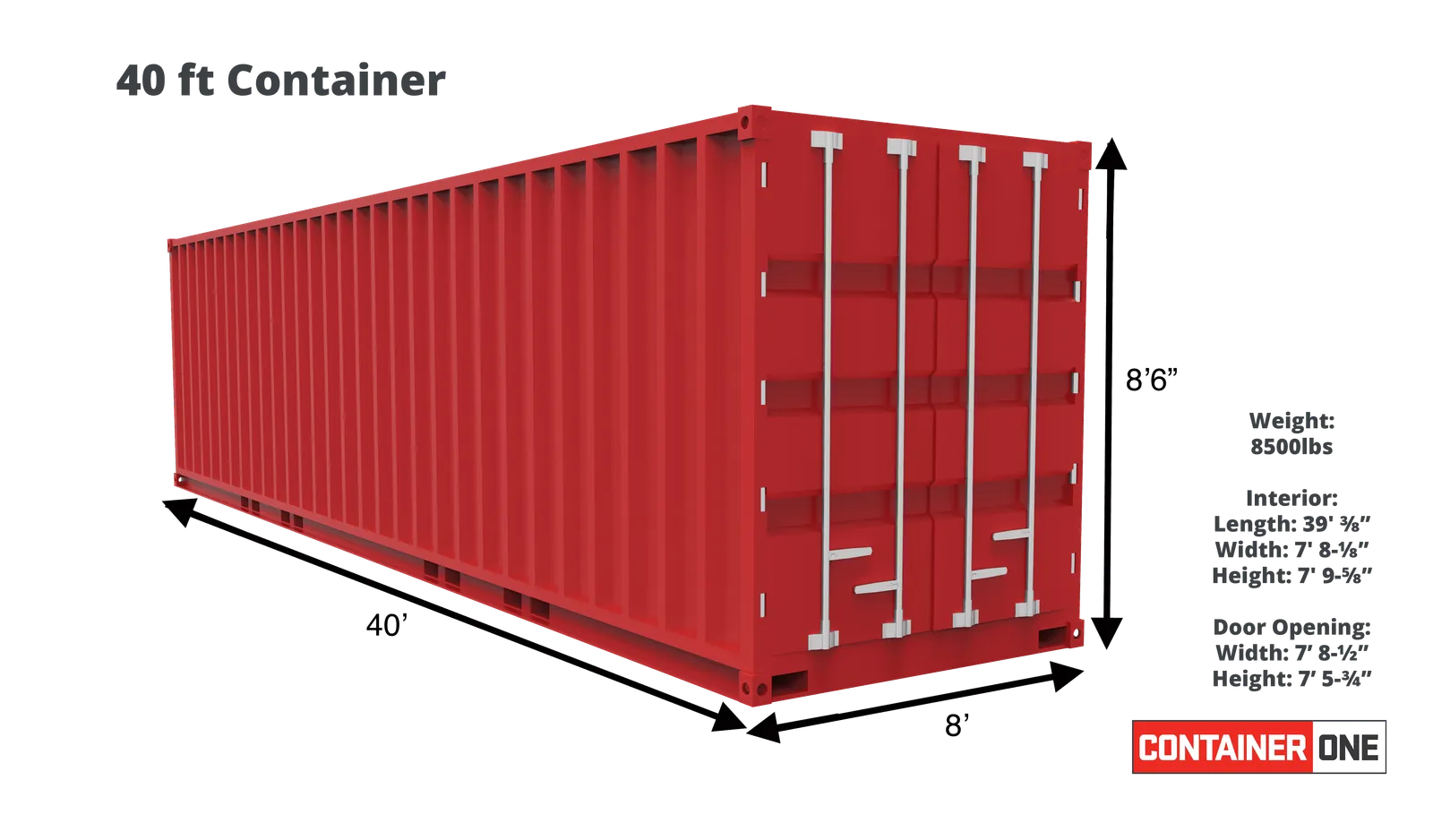 40ft Standard Cargo Worthy Shipping Container (40STCW) — photo 2 of 2